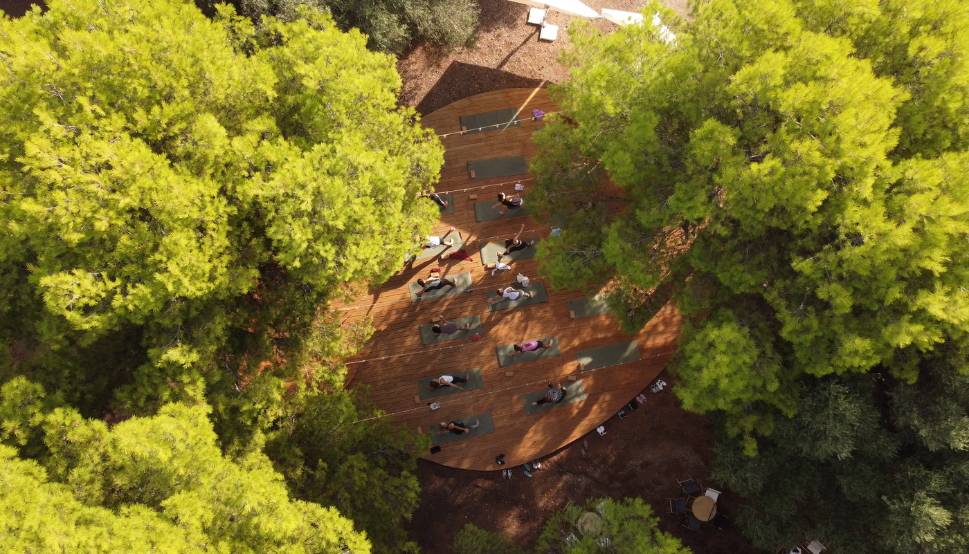 Sesión de movimiento al aire libre en Bosque, entre pinos y frente al mar